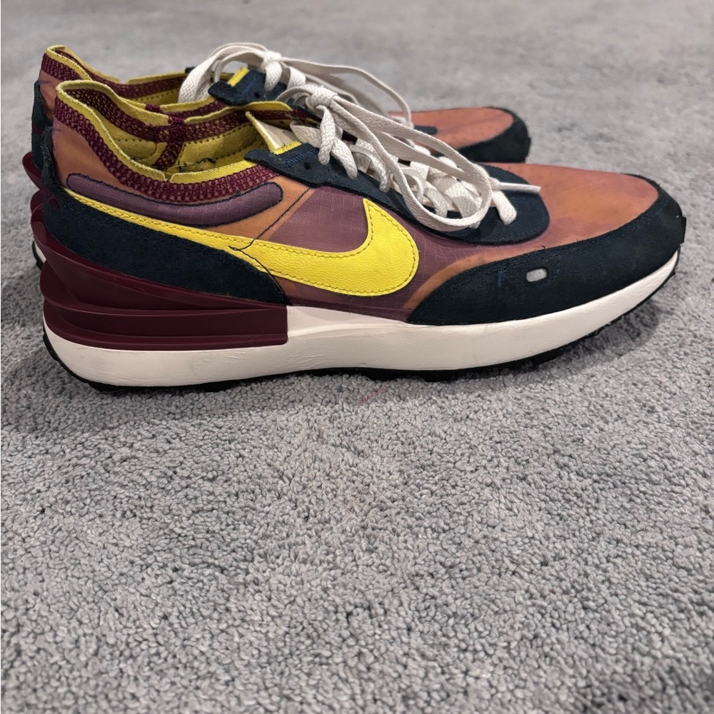 Men's Nike Waffle One Sneakers in Yellow, Burgundy, and Navy